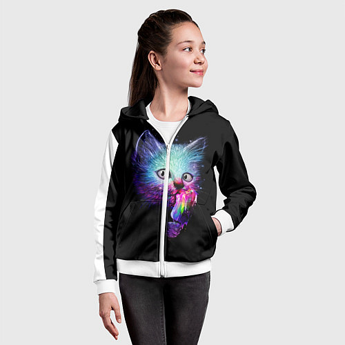 Детская толстовка на молнии Кот с мороженым / 3D-Белый – фото 4