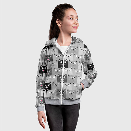 Детская толстовка на молнии Котейки / 3D-Меланж – фото 4