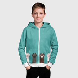 Толстовка на молнии детская Лапки котеек, цвет: 3D-белый — фото 2