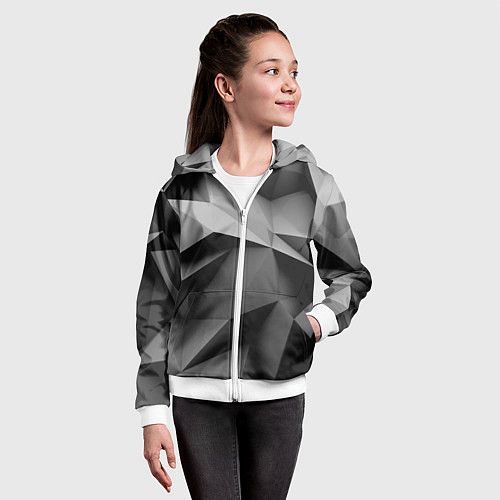 Детская толстовка на молнии Gray abstraction / 3D-Белый – фото 4