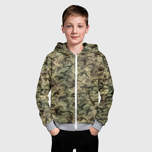 Детская толстовка на молнии Камуфляж с утками / 3D-Меланж – фото 3