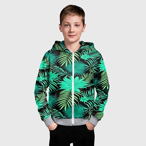 Детская толстовка на молнии Tropical pattern / 3D-Меланж – фото 3