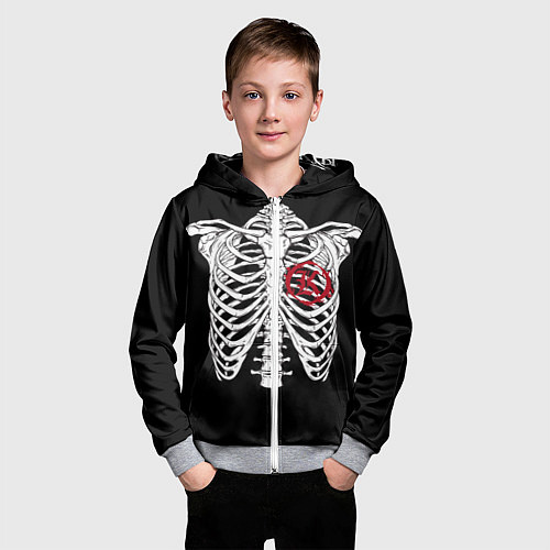 Детская толстовка на молнии Кукрыниксы: Скелет / 3D-Меланж – фото 3