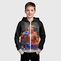 Толстовка на молнии детская Геннадий Головкин, цвет: 3D-меланж — фото 2