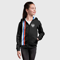 Толстовка на молнии детская Russia - Black collection 2023, цвет: 3D-черный — фото 2