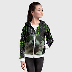 Толстовка на молнии детская Кот в матрице, цвет: 3D-белый — фото 2