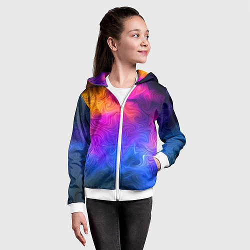 Детская толстовка на молнии Узор цвета / 3D-Белый – фото 4