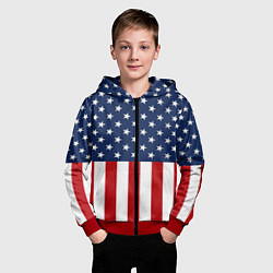 Толстовка на молнии детская Флаг США, цвет: 3D-красный — фото 2