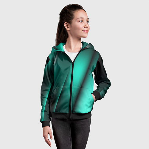 Детская толстовка на молнии Emerald lines / 3D-Черный – фото 4