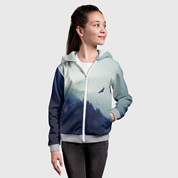 Толстовка на молнии детская Орел над Лесом, цвет: 3D-меланж — фото 2