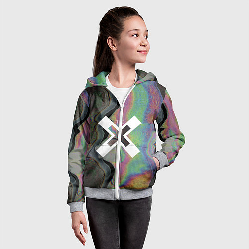 Детская толстовка на молнии The XX: Neon Colour / 3D-Меланж – фото 4