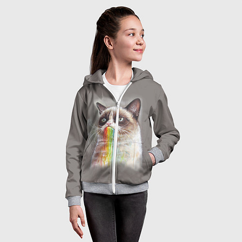 Детская толстовка на молнии Grumpy Cat / 3D-Меланж – фото 4