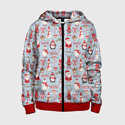 Толстовка на молнии детская Рождественская Милота, цвет: 3D-красный