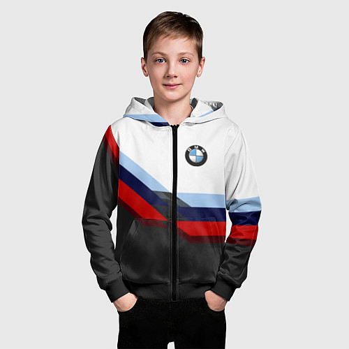 Детская толстовка на молнии BMW M SPORT / 3D-Черный – фото 3