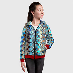 Толстовка на молнии детская Psychedelic mosaica, цвет: 3D-красный — фото 2