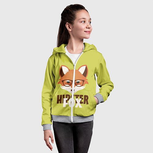 Детская толстовка на молнии Hipster Fox / 3D-Меланж – фото 4