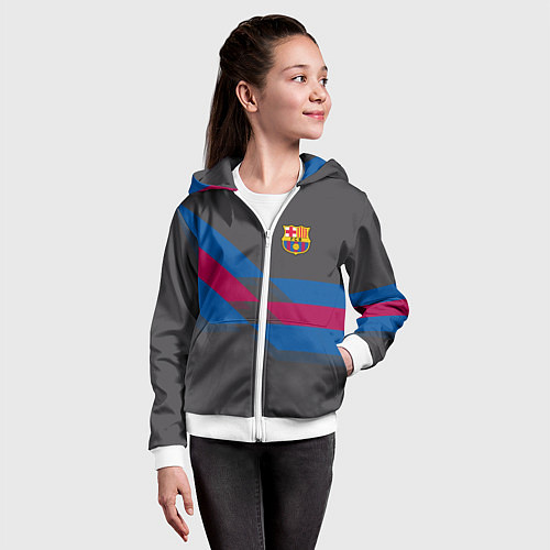 Детская толстовка на молнии Barcelona FC: Dark style / 3D-Белый – фото 4