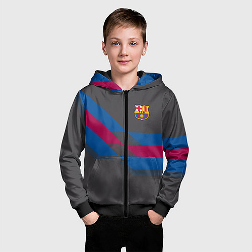 Детская толстовка на молнии Barcelona FC: Dark style / 3D-Черный – фото 3
