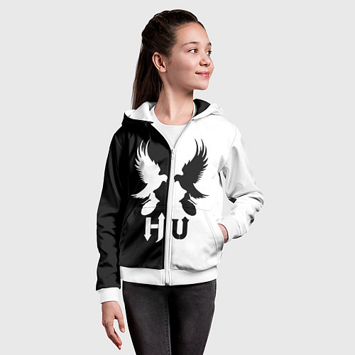 Детская толстовка на молнии HU: Black & White / 3D-Белый – фото 4