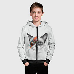 Толстовка на молнии детская David Bowie: Grumpy cat, цвет: 3D-черный — фото 2