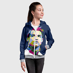 Толстовка на молнии детская Cristiano Ronaldo Art, цвет: 3D-меланж — фото 2