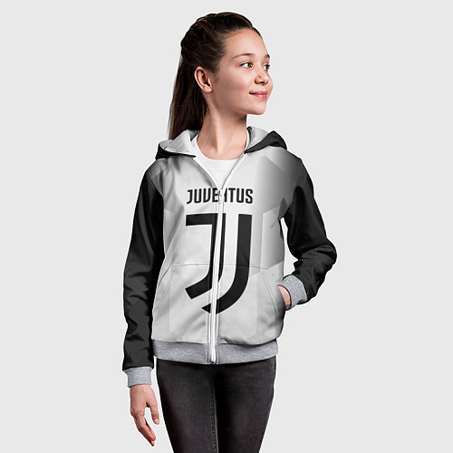 Детская толстовка на молнии FC Juventus: Silver Original / 3D-Меланж – фото 4