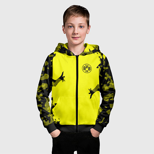 Детская толстовка на молнии FC Borussia Dortmund: Yellow Original / 3D-Черный – фото 3