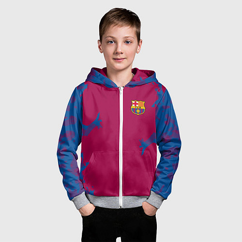 Детская толстовка на молнии FC Barcelona: Purple Original / 3D-Меланж – фото 3