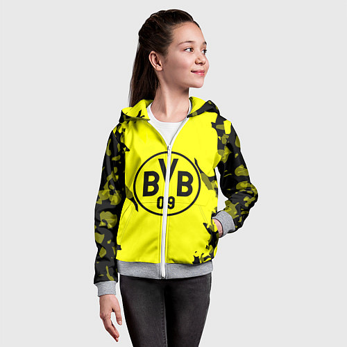 Детская толстовка на молнии FC Borussia Dortmund: Yellow & Black / 3D-Меланж – фото 4
