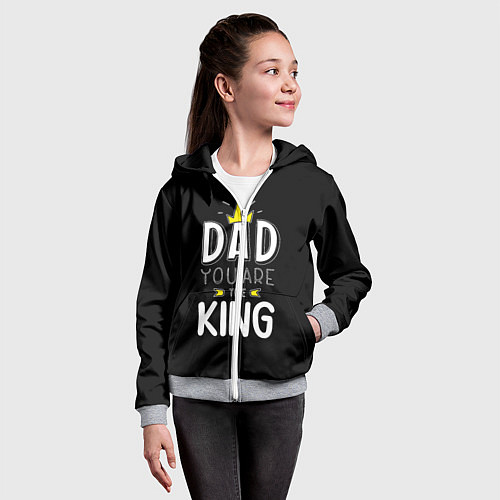 Детская толстовка на молнии Dad you are the King / 3D-Меланж – фото 4