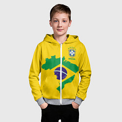 Толстовка на молнии детская Сборная Бразилии: желтая, цвет: 3D-меланж — фото 2