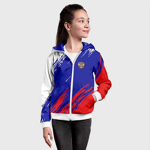 Детская толстовка на молнии RUSSIA SPORT / 3D-Белый – фото 4