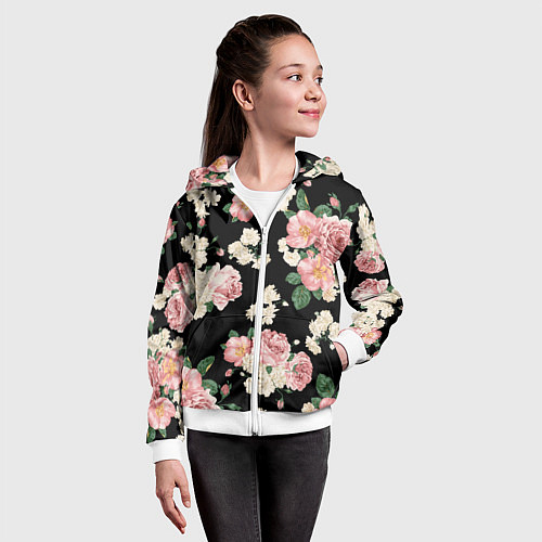 Детская толстовка на молнии Floral Pattern / 3D-Белый – фото 4