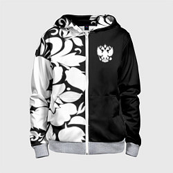 Детская толстовка на молнии Russia: B&W Floral