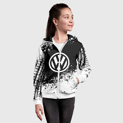 Детская толстовка на молнии Volkswagen: Black Spray / 3D-Белый – фото 4