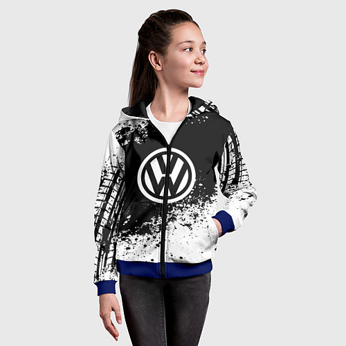 Детская толстовка на молнии Volkswagen: Black Spray / 3D-Синий – фото 4