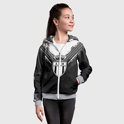 Детская толстовка на молнии FC Monaco: Black Style / 3D-Меланж – фото 4