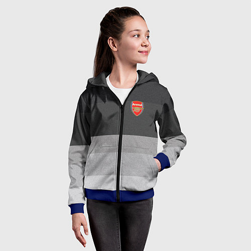 Детская толстовка на молнии ФК Арсенал: Серый стиль / 3D-Синий – фото 4