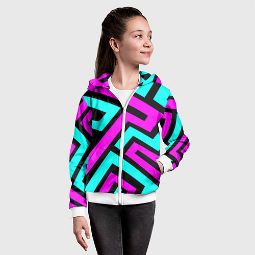 Детская толстовка на молнии Maze: Violet & Turquoise / 3D-Белый – фото 4