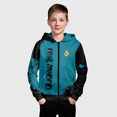 Детская толстовка на молнии Real madrid - grange style / 3D-Черный – фото 3