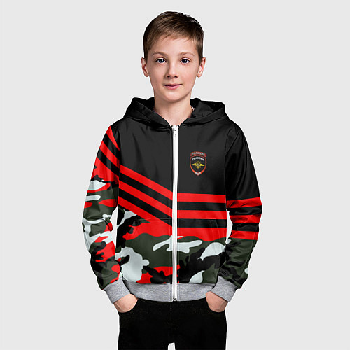 Детская толстовка на молнии Полиция: Камуфляж / 3D-Меланж – фото 3