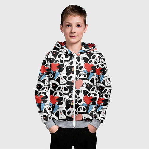 Детская толстовка на молнии Funny Pandas / 3D-Меланж – фото 3