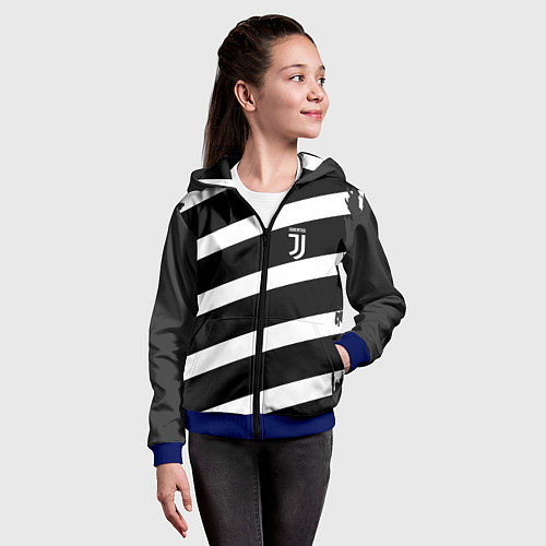 Детская толстовка на молнии Juve: B&W Lines / 3D-Синий – фото 4