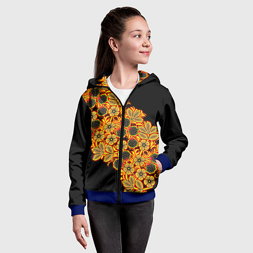 Детская толстовка на молнии Славянская роспись / 3D-Синий – фото 4
