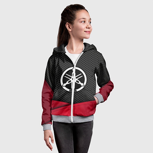Детская толстовка на молнии Yamaha: Grey Carbon / 3D-Меланж – фото 4