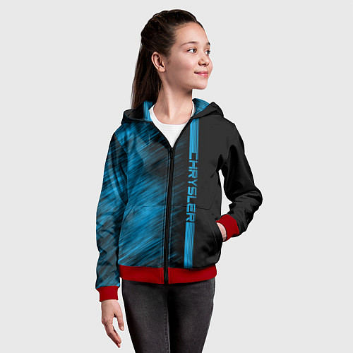 Детская толстовка на молнии Chrysler синие полосы / 3D-Красный – фото 4