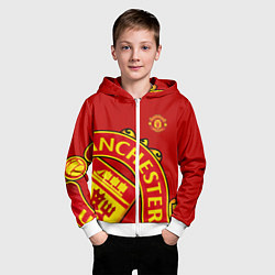 Толстовка на молнии детская FC Man United: Red Exclusive, цвет: 3D-белый — фото 2