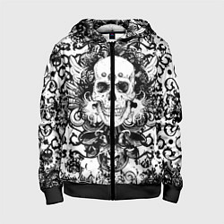 Детская толстовка на молнии Grunge Skull