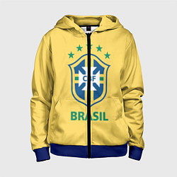 Толстовка на молнии детская Brazil Team, цвет: 3D-синий
