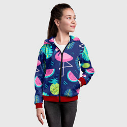 Толстовка на молнии детская Фруктовый фламинго, цвет: 3D-красный — фото 2